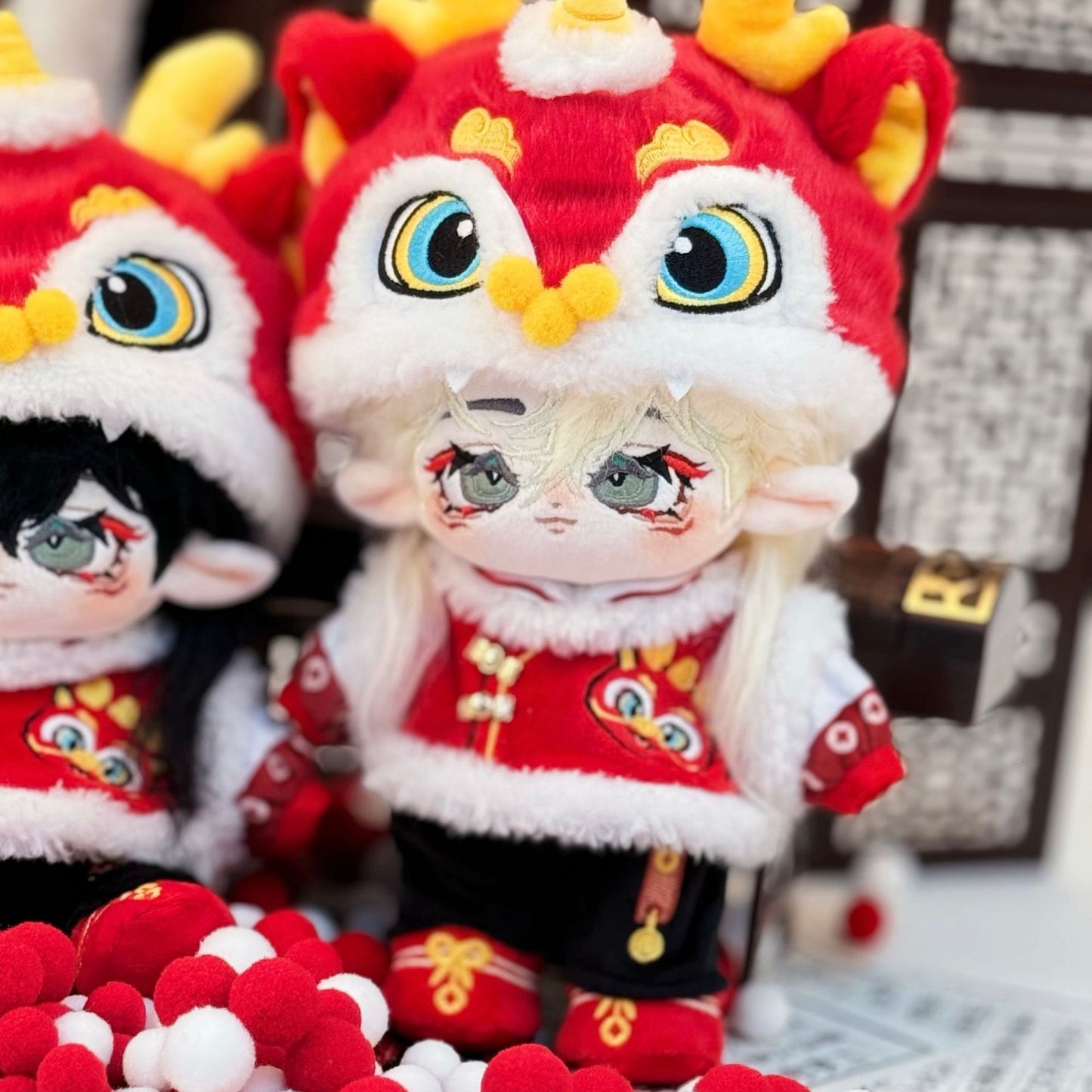 20 cm Cotton Doll Clothes New Year Dragon Year Doll Clothes Cotton Doll Accessories Four-Piece Set In Stock