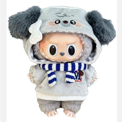 15 cm Cotton Doll Clothes Labubu Clothes Hooded Scarf Two-Piece Set