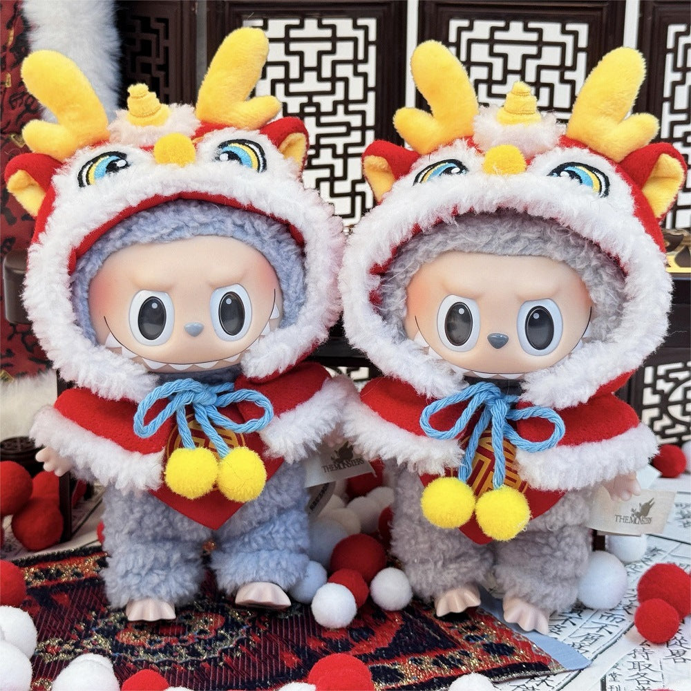 Cotton Doll Clothes Hooded Doll Clothes New Year Dragon Year Cloak Two-Piece Set In Stock