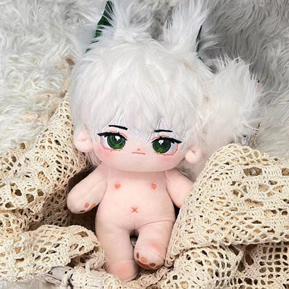 20 cm Rabbit Fur Plushies Animal Ear Tail Super Star Doll with Skeleton Stock Pure Cotton Doll Retro Hair