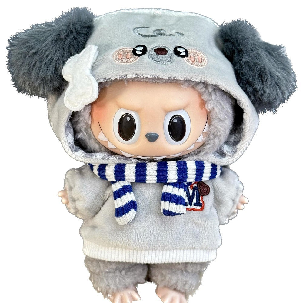 15 cm Cotton Doll Clothes Labubu Clothes Hooded Scarf Two-Piece Set