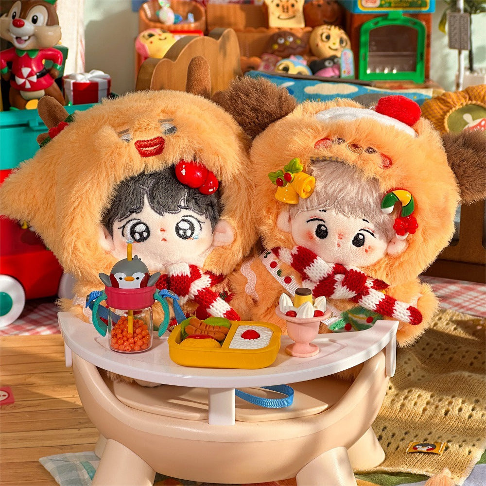 10cm Cotton Doll Clothes Plush Doll Hooded Christmas Doll Clothes Set Three-Piece Set In Stock