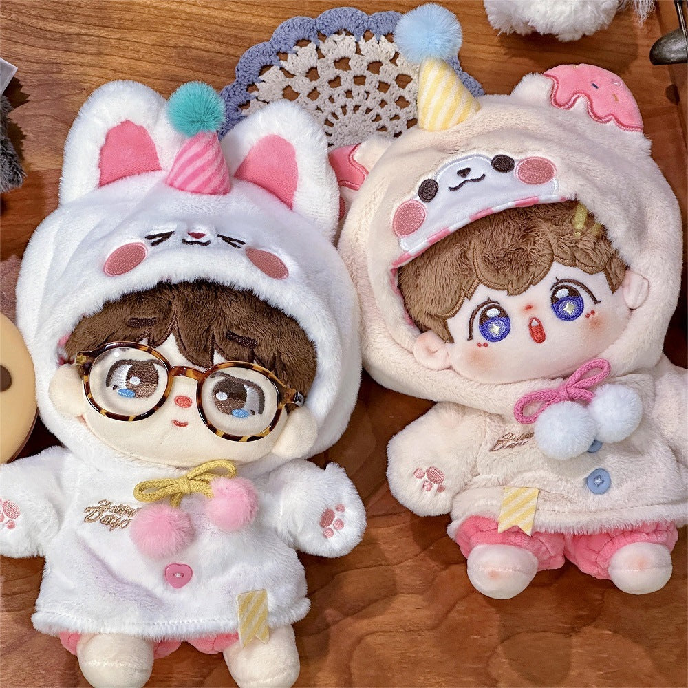 20 cm Cotton Doll Clothes Hooded Doll Clothes Two-Piece Set Sugar Bear Sweetheart Rabbit