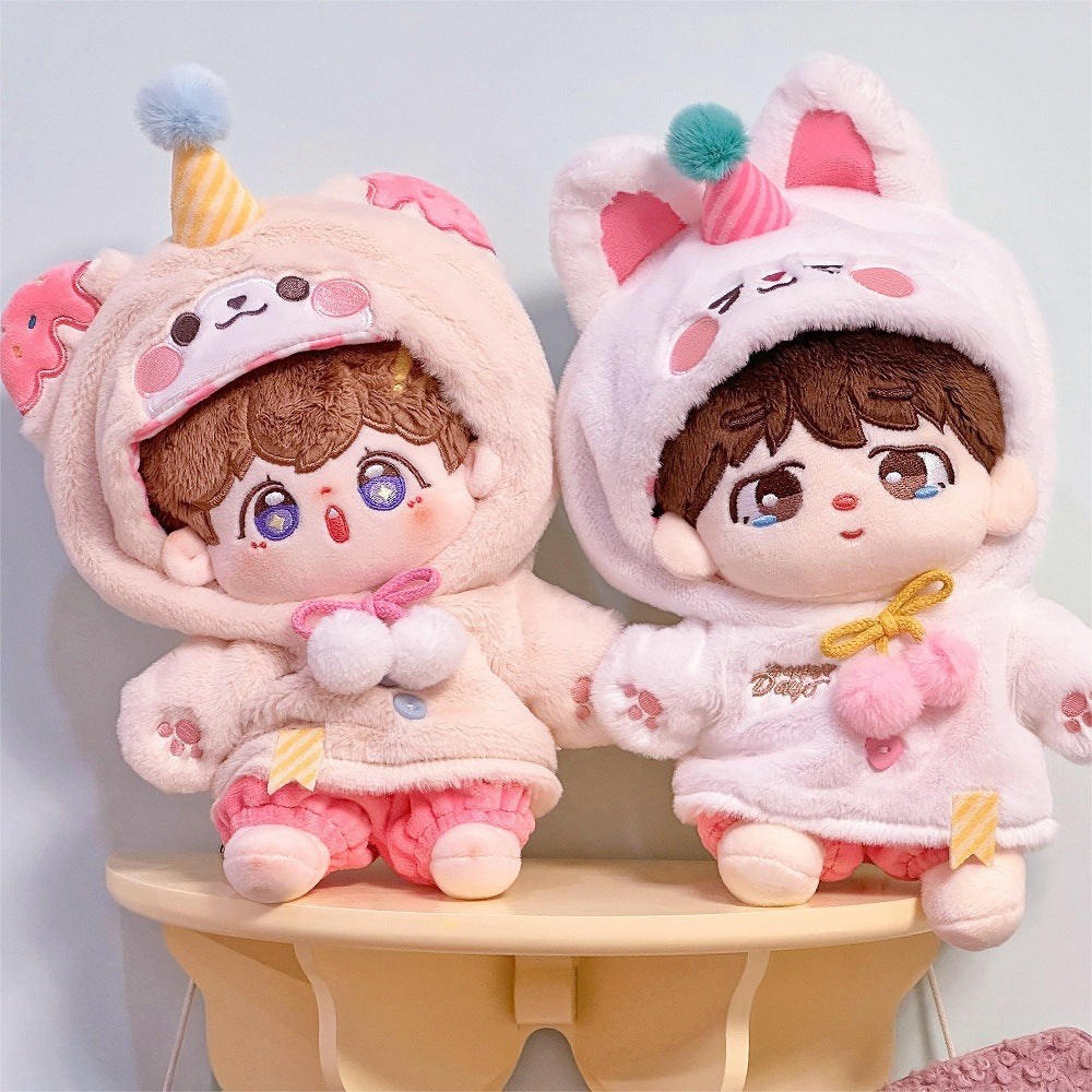 20 cm Cotton Doll Clothes Hooded Doll Clothes Two-Piece Set Sugar Bear Sweetheart Rabbit