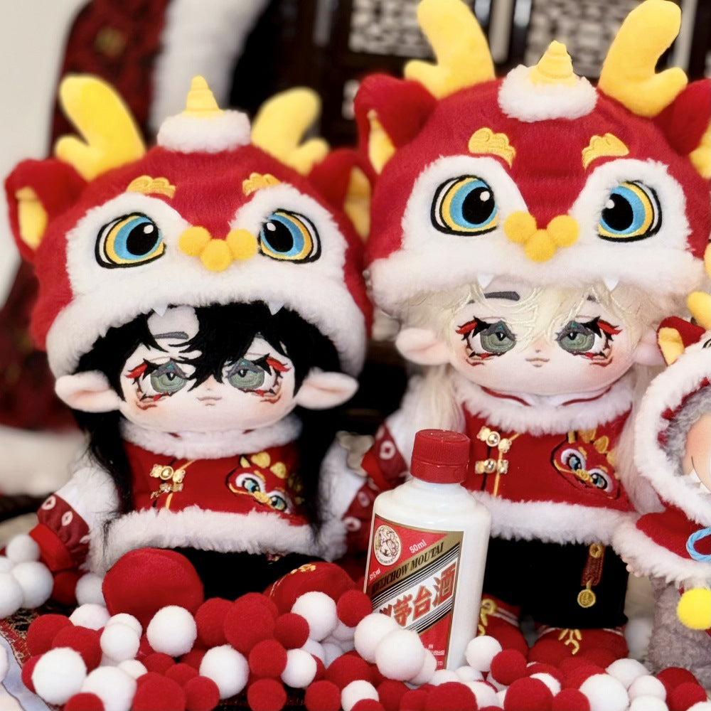 20 cm Cotton Doll Clothes New Year Dragon Year Doll Clothes Cotton Doll Accessories Four-Piece Set In Stock