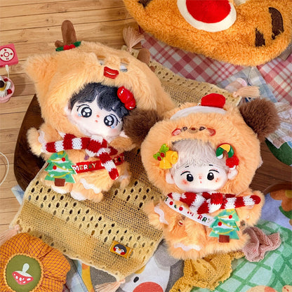 10cm Cotton Doll Clothes Plush Doll Hooded Christmas Doll Clothes Set Three-Piece Set In Stock