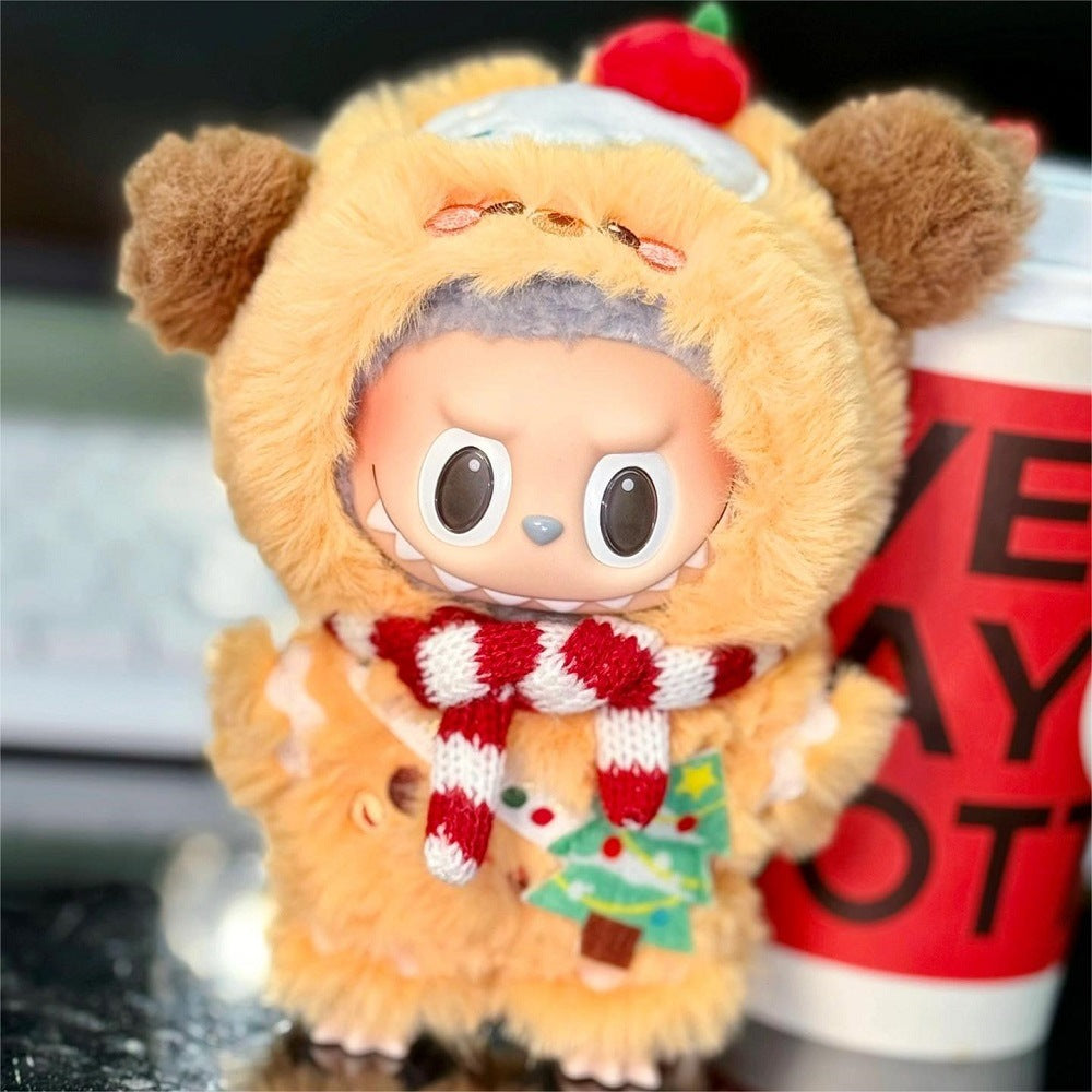 10cm Cotton Doll Clothes Plush Doll Hooded Christmas Doll Clothes Set Three-Piece Set In Stock