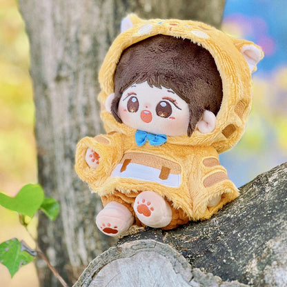 15 cm/20 cm Cotton Doll Clothes Orange Tabby Cat Suit Two-Piece Hooded Sweater Pants In Stock