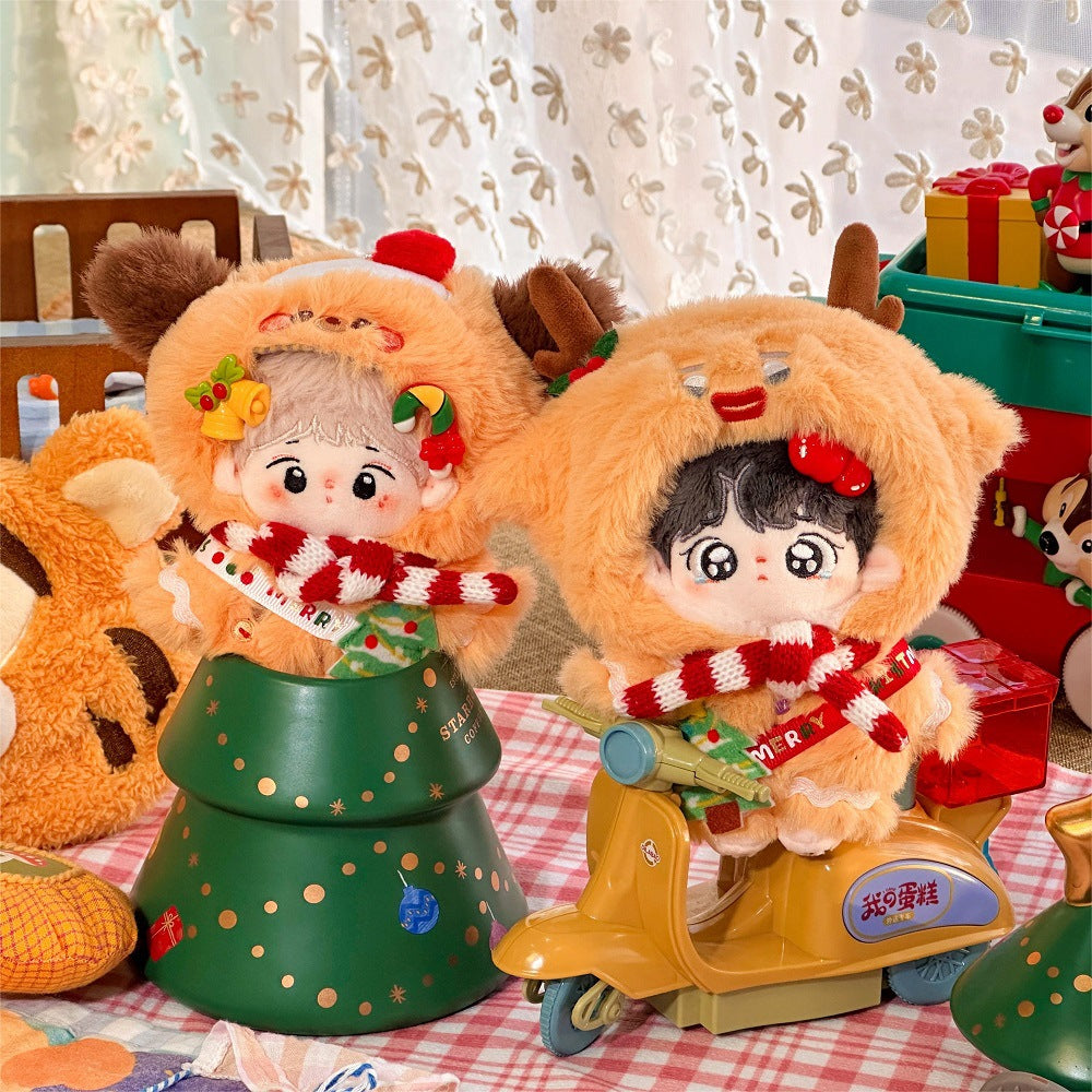 10cm Cotton Doll Clothes Plush Doll Hooded Christmas Doll Clothes Set Three-Piece Set In Stock