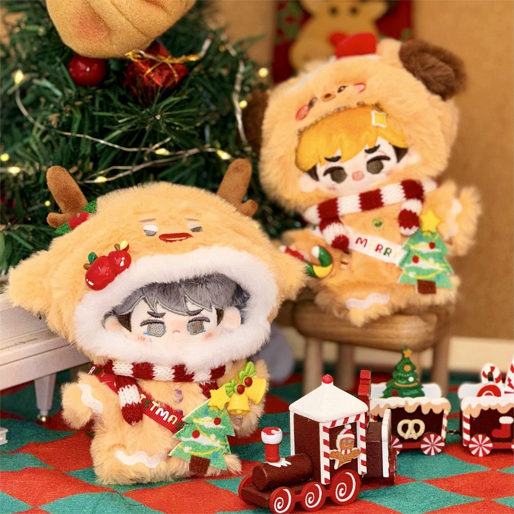 10cm Cotton Doll Clothes Plush Doll Hooded Christmas Doll Clothes Set Three-Piece Set In Stock