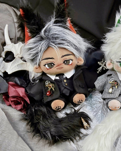 20 cm Cotton Doll Sythetic Fiber Hair Brown Leather Star Doll with Skeleton Animal Tail In Stock