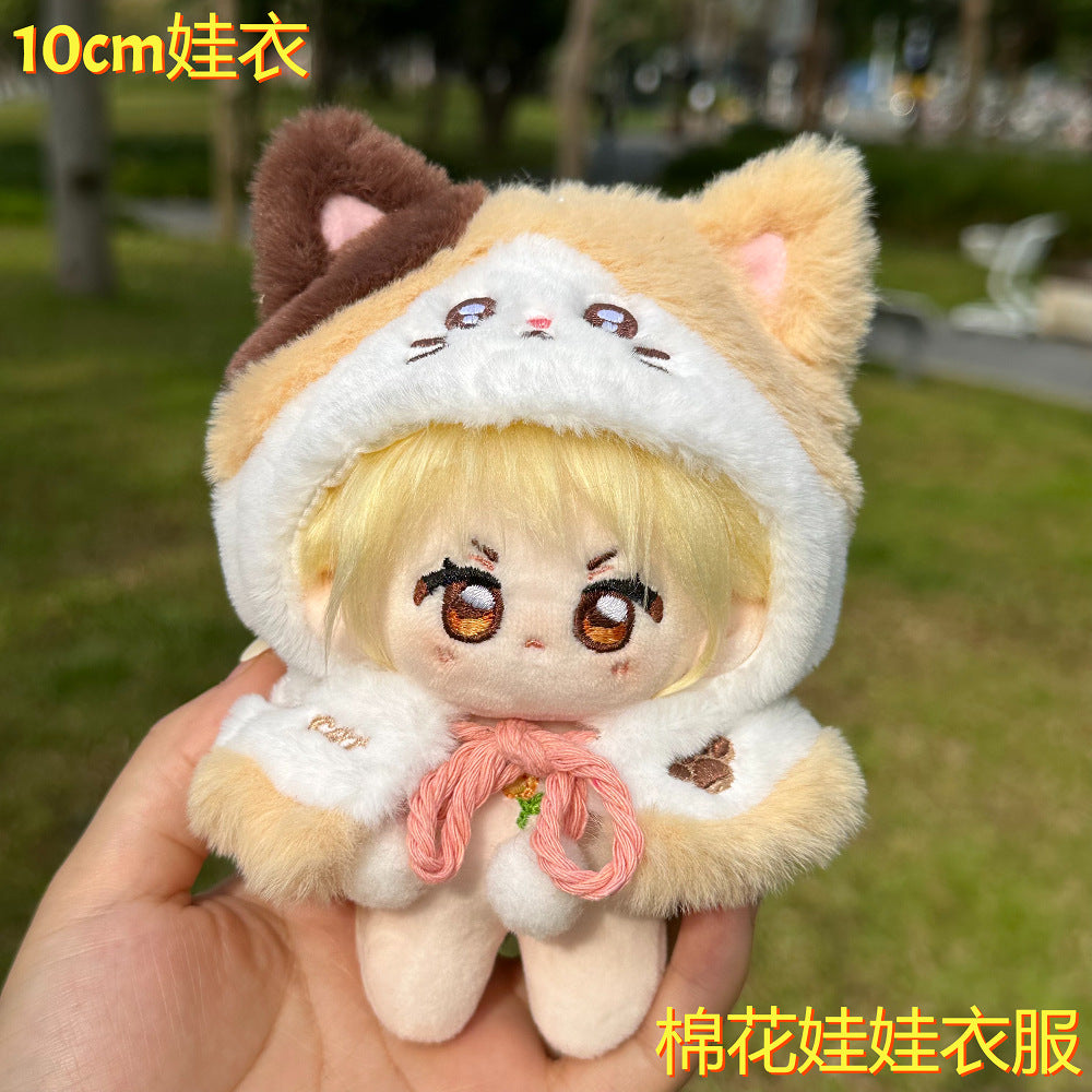 10 cm Doll Clothes Cotton Doll Clothes Common Style Cute Animal All-Matching Clothes Toy BAA Cloak Three Flower Cat Cloak